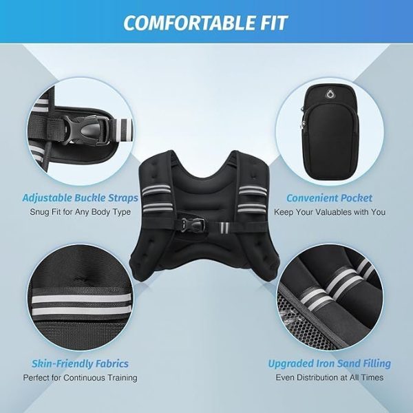 81avQrw9TTL._AC_SX679_-1.jpg Adjustable Weighted Vest (6–30lb) with Reflective Stripes – For Training & Running